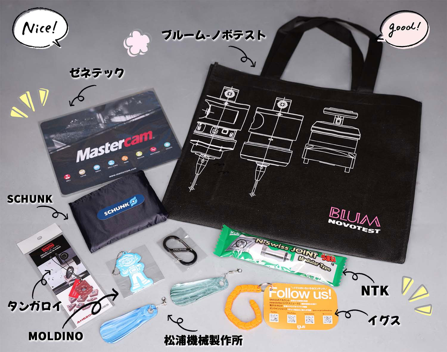 共同出展企業のノベルティグッズ